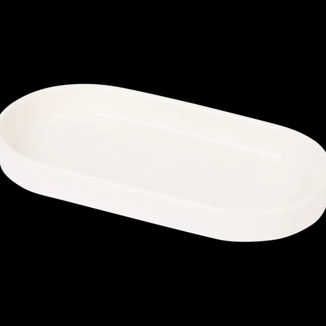 Plateau ovale en porcelaine Blanc Ovale | Action FR