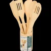 Set d’ustensiles de cuisine en bambou dans support | Action FR