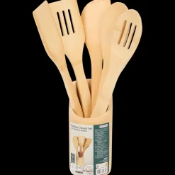 Set d’ustensiles de cuisine en bambou dans support | Action FR